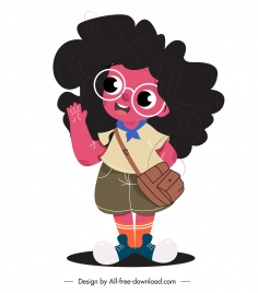 childhood icon cute girl sketch cartoon character design