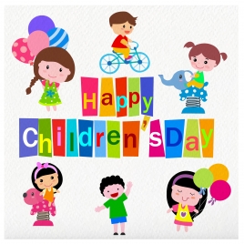 children day greeting card with cute drawings