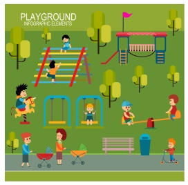 children playground concept illustration with infographic elements