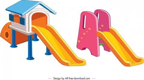 children slide templates colorful modern 3d sketch