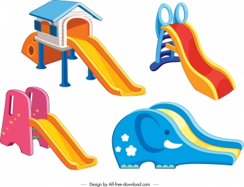 children slide templates modern colorful 3d design