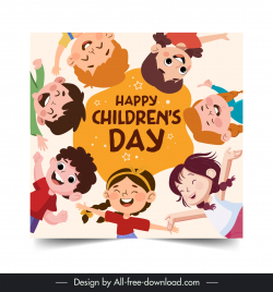 childrens day poster template happy smiley faces
