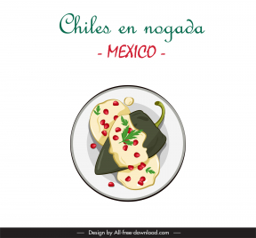 chiles en nogada mexican food poster flat classical design