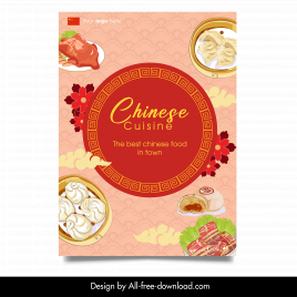 chinese cuisine travel flyer advertising poster classical foods decor