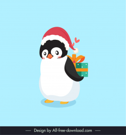 chirst mas penguin icon shy emotion cute stylized cartoon sketch