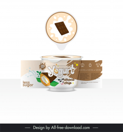chocochip yogurt packaging template dynamic splashing liquid