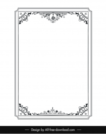 christian border ornament template elegant symmetric decor black white sketch