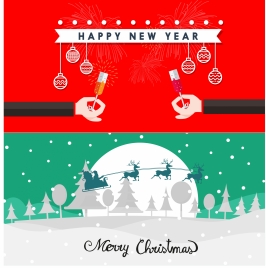 christmas and new year banners with classical design