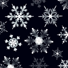 christmas background black white design shiny snowflakes icons