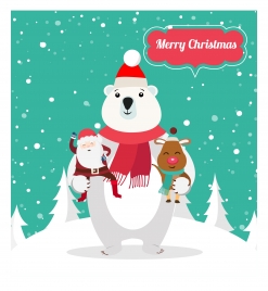christmas background design with cute polar bear
