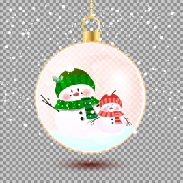 christmas background snowman round bauble icons