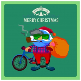 christmas banner design with hipster smoking santa claus
