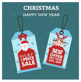 christmas banner design with sales tags