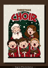 christmas banner template church choir sketch cute cartoon design
