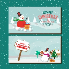 christmas banners sets snowman style design