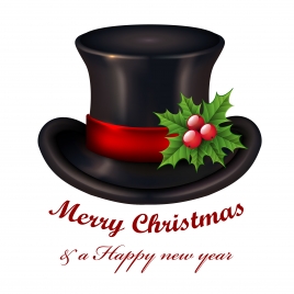 christmas card background with black hat and calligraphy