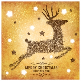 christmas card design with abstract reindeer