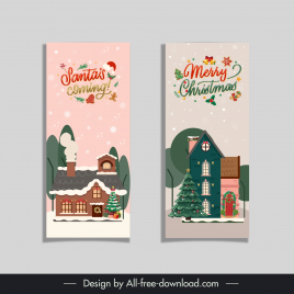 christmas card template elegant classic house snow scene