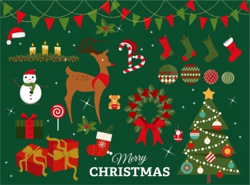 christmas design elements with colored illustration