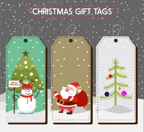 christmas gift tags collection colored symbols design