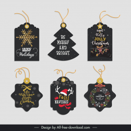 christmas gift tags collection dark xmas symbols