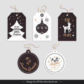 christmas gift tags collection flat contrast xmas symbols