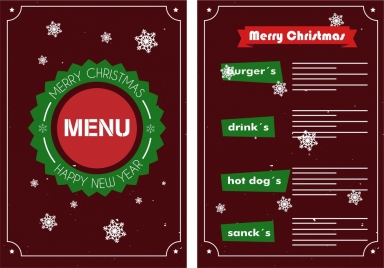christmas menu design snowflakes on dark background