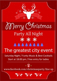 christmas party leaflet on red background