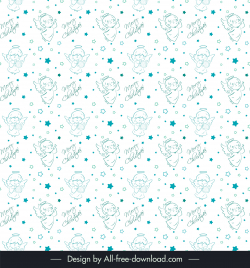 christmas pattern template repeating cute angels stars texts outline