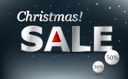christmas sale banner shiny white texts decoration