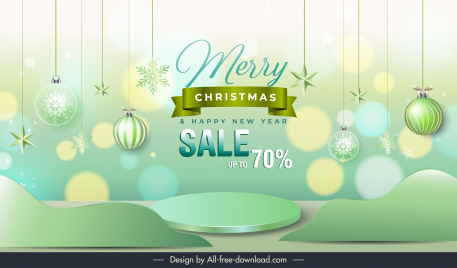 christmas sale banner template elegant modern 3d hanging buble balls