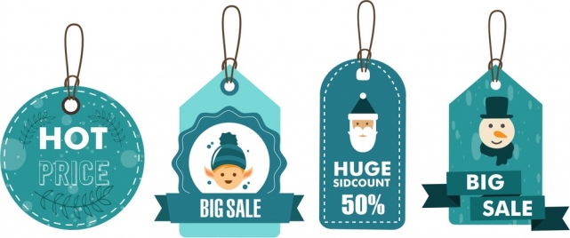 christmas sales tags collection in blue design