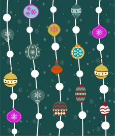 christmas seamless pattern hanging decoration baubles style