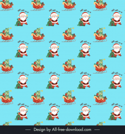 christmas seamless pattern template cute cartoon  santa claus repeating sleighing gifts decor