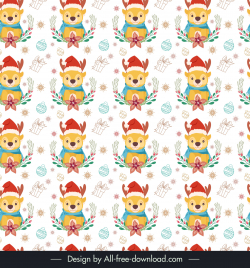 christmas seamless pattern template cute repeating cartoon reindeers bauble balls gifts flowers decor