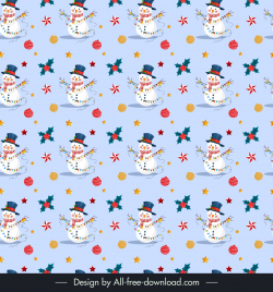 christmas seamless pattern template repeating snowman  light xmas decor elements sketch