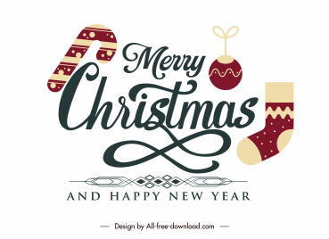 christmas sign template colored flat symbols calligraphy decor