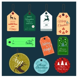 christmas tags collection design with x mas symbols