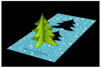 christmas template design with 3d fir tree card
