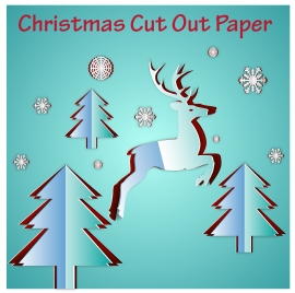christmas template design with cut out paper style
