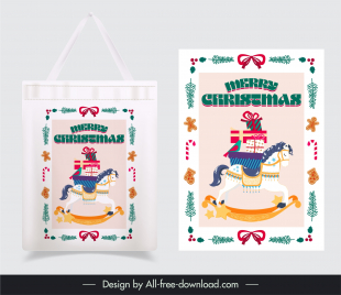 christmas tote bag  template classic symmetric toy presents frame