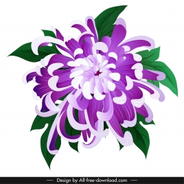 chrysanthemum petals painting violet decor blooming sketch