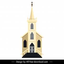 church architecture sign icon symmetrical western style design