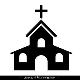 church icon flat black white silhouette sketch
