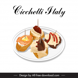cicchetti italy cuisine menu design elements classical handdrawn design