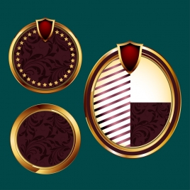 circle badges collection shiny classical brown design
