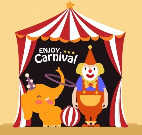 circus banner tent clown elephant icons decor