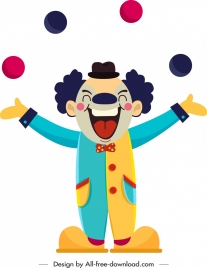 circus clown icon funny cartoon character sketch