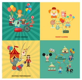 circus promotion banners design with various styles