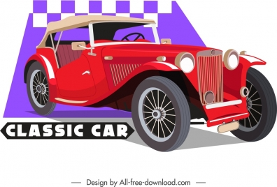 classic car template red luxury decor 3d design